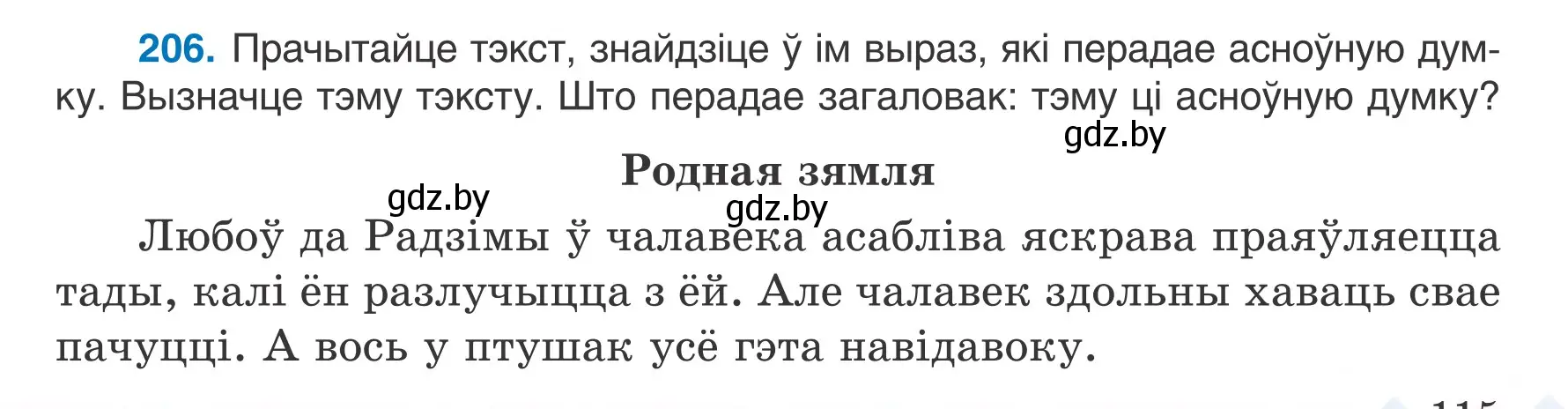 Условие номер 206 (страница 115) гдз по белорусскому языку 7 класс Валочка, Зелянко, учебник