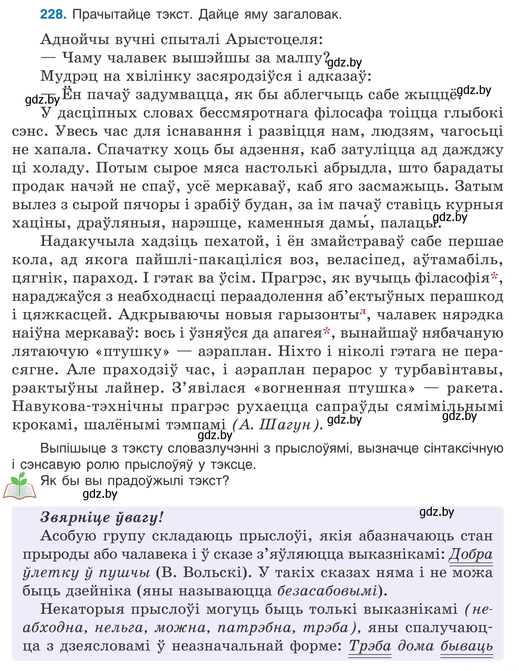 Условие номер 228 (страница 129) гдз по белорусскому языку 7 класс Валочка, Зелянко, учебник