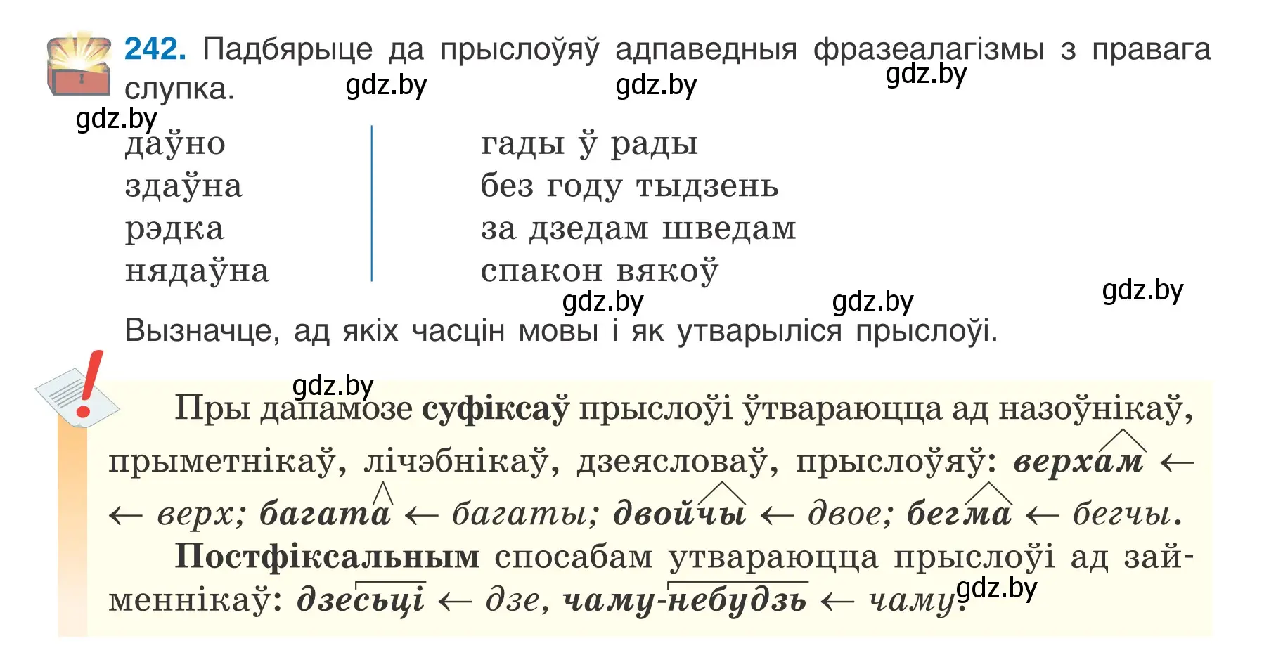 Условие номер 242 (страница 139) гдз по белорусскому языку 7 класс Валочка, Зелянко, учебник