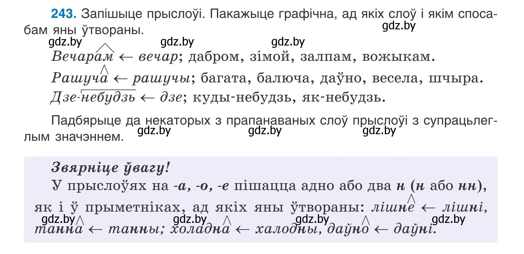 Условие номер 243 (страница 139) гдз по белорусскому языку 7 класс Валочка, Зелянко, учебник