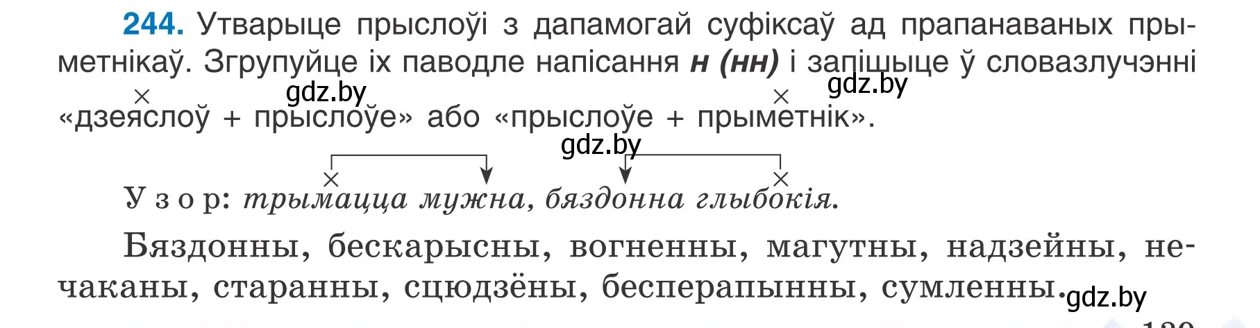 Условие номер 244 (страница 139) гдз по белорусскому языку 7 класс Валочка, Зелянко, учебник