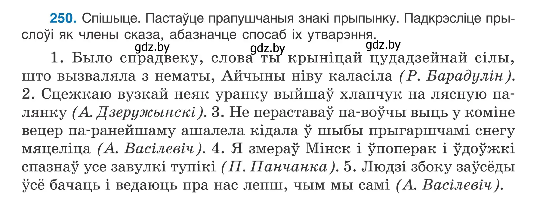 Условие номер 250 (страница 142) гдз по белорусскому языку 7 класс Валочка, Зелянко, учебник