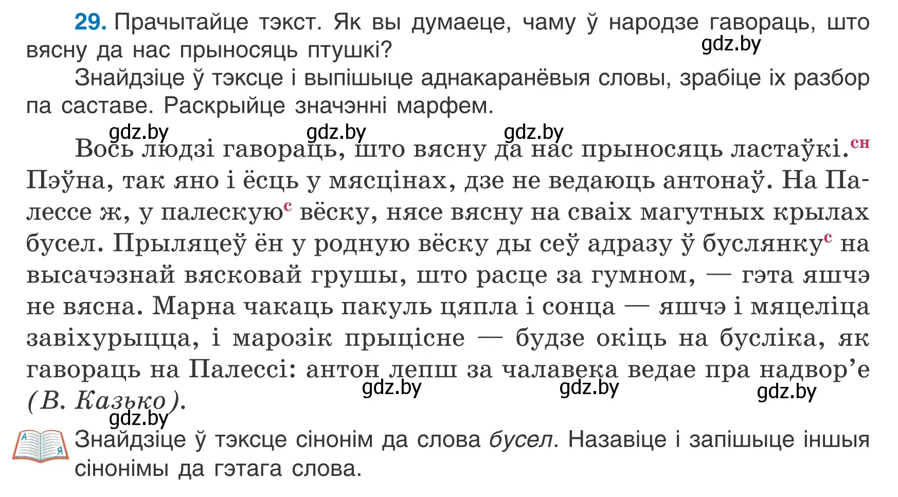 Условие номер 29 (страница 23) гдз по белорусскому языку 7 класс Валочка, Зелянко, учебник