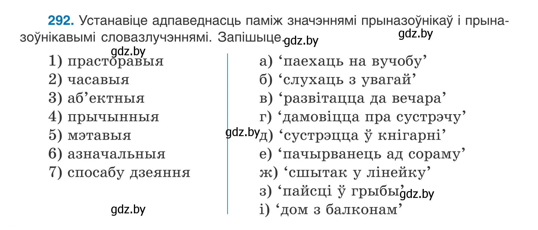 Условие номер 292 (страница 170) гдз по белорусскому языку 7 класс Валочка, Зелянко, учебник