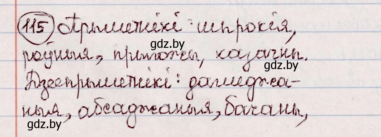 Решение номер 115 (страница 71) гдз по белорусскому языку 7 класс Валочка, Зелянко, учебник