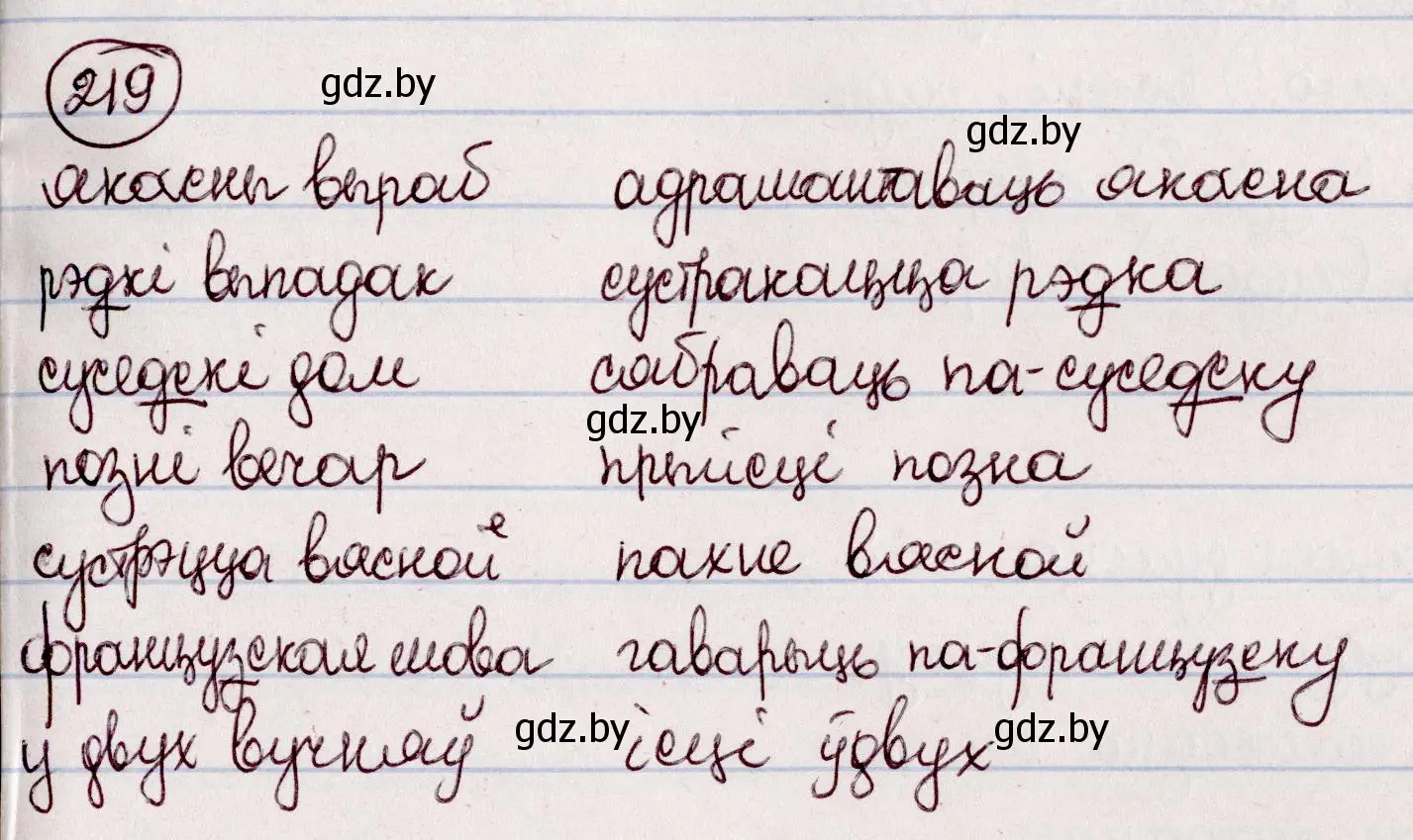 Решение номер 219 (страница 123) гдз по белорусскому языку 7 класс Валочка, Зелянко, учебник