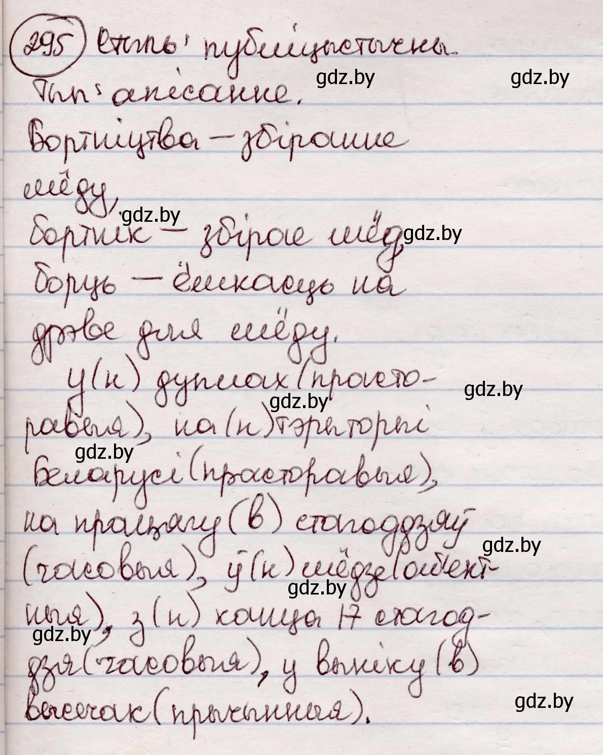 Решение номер 295 (страница 173) гдз по белорусскому языку 7 класс Валочка, Зелянко, учебник