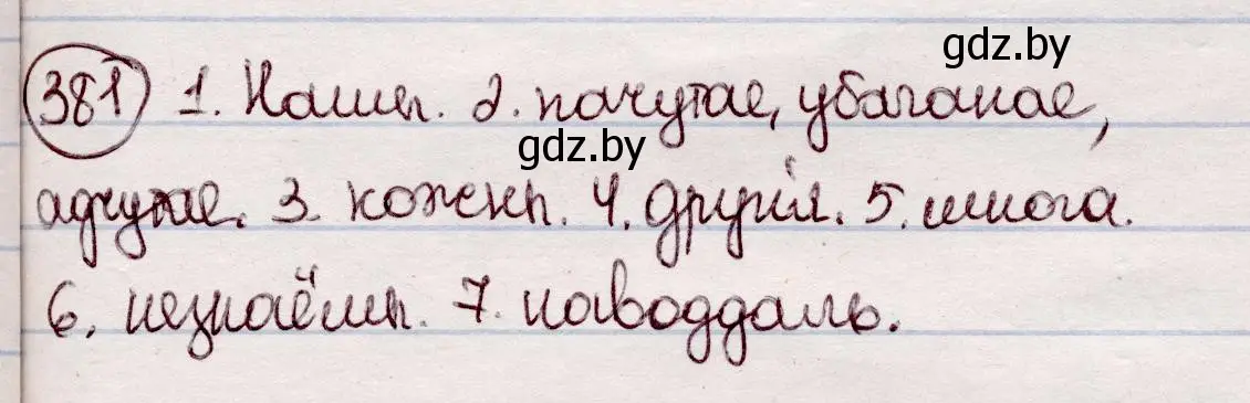 Решение номер 381 (страница 222) гдз по белорусскому языку 7 класс Валочка, Зелянко, учебник