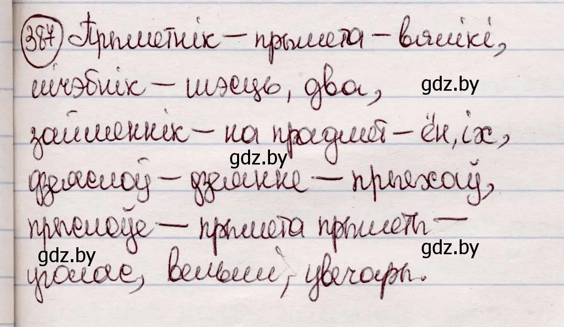 Решение номер 387 (страница 225) гдз по белорусскому языку 7 класс Валочка, Зелянко, учебник