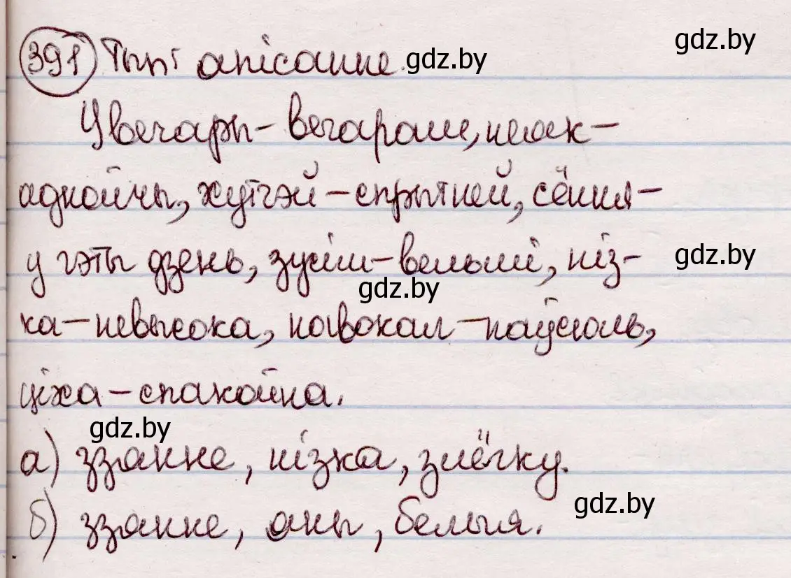 Решение номер 391 (страница 227) гдз по белорусскому языку 7 класс Валочка, Зелянко, учебник