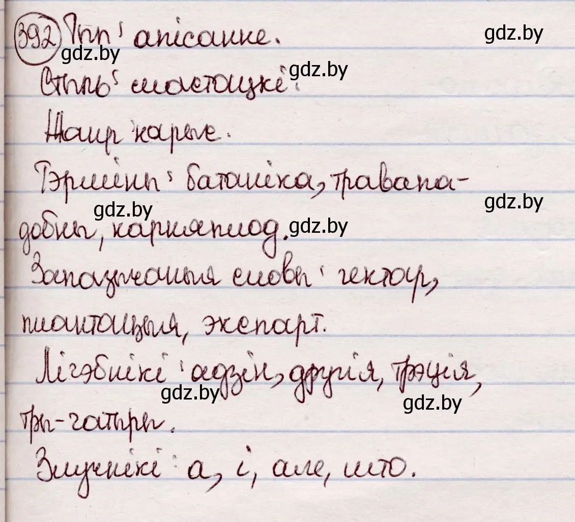 Решение номер 392 (страница 228) гдз по белорусскому языку 7 класс Валочка, Зелянко, учебник