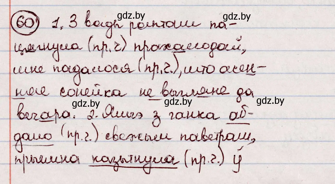 Решение номер 60 (страница 40) гдз по белорусскому языку 7 класс Валочка, Зелянко, учебник