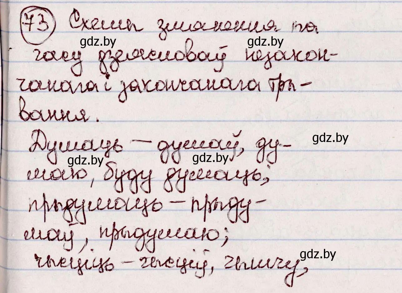 Решение номер 73 (страница 46) гдз по белорусскому языку 7 класс Валочка, Зелянко, учебник