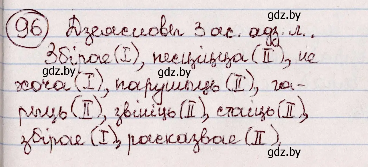 Решение номер 96 (страница 61) гдз по белорусскому языку 7 класс Валочка, Зелянко, учебник