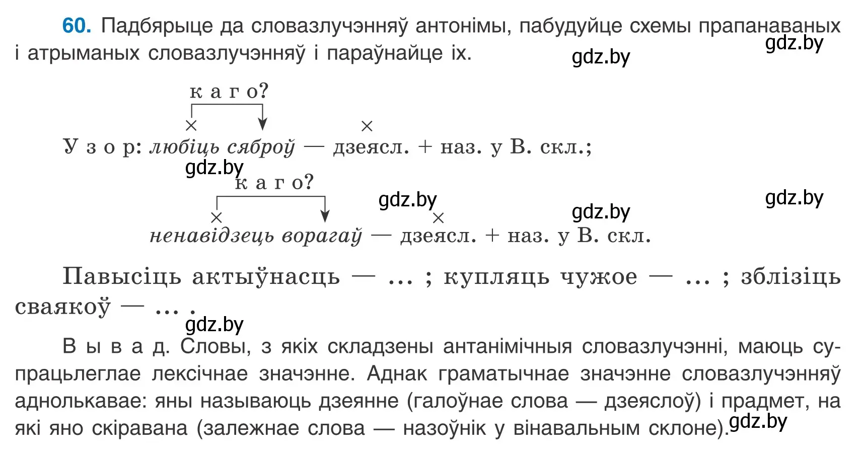 Условие номер 60 (страница 48) гдз по белорусскому языку 8 класс Бадевич, Саматыя, учебник