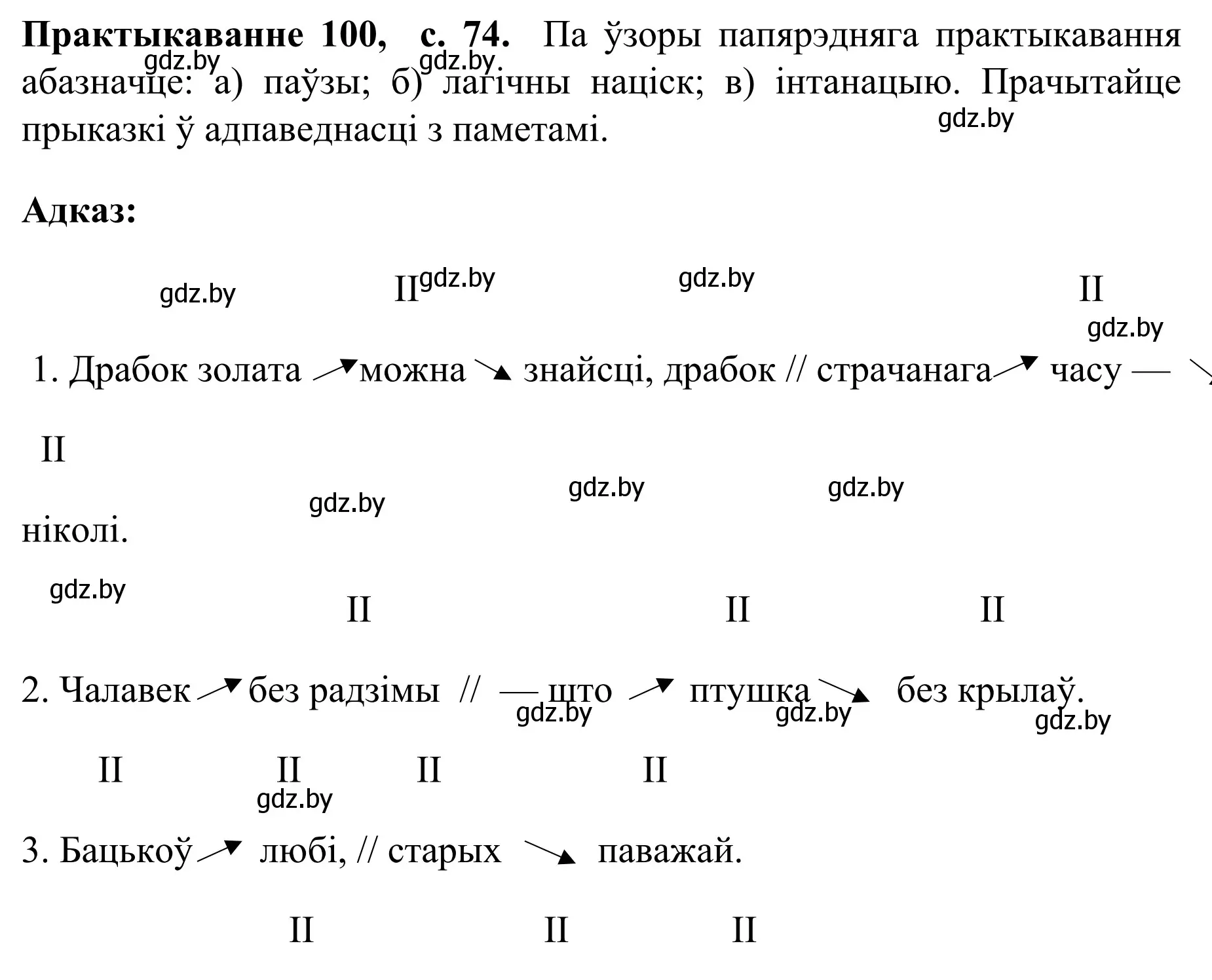 Решение номер 100 (страница 74) гдз по белорусскому языку 8 класс Бадевич, Саматыя, учебник