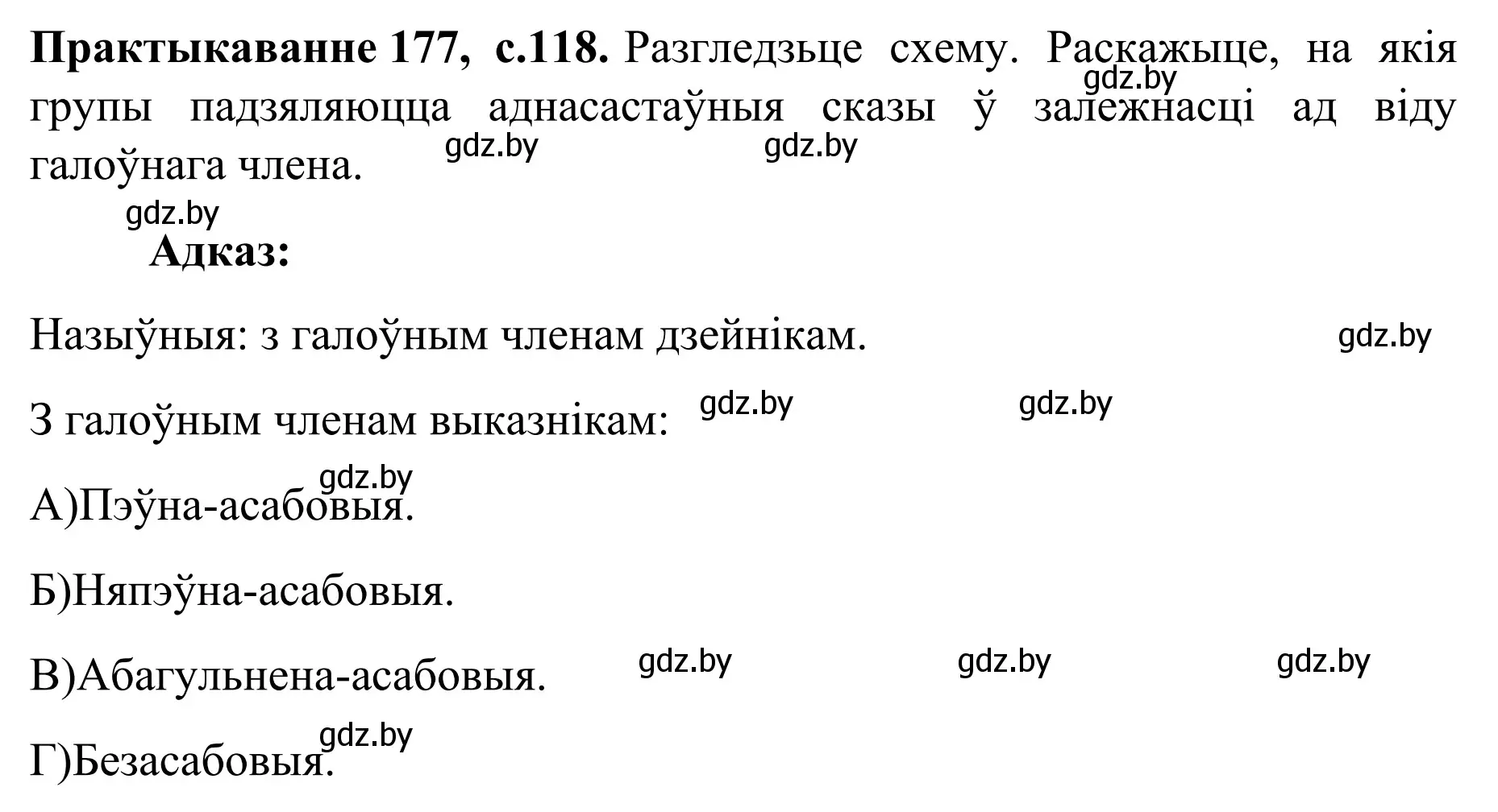 Решение номер 177 (страница 118) гдз по белорусскому языку 8 класс Бадевич, Саматыя, учебник