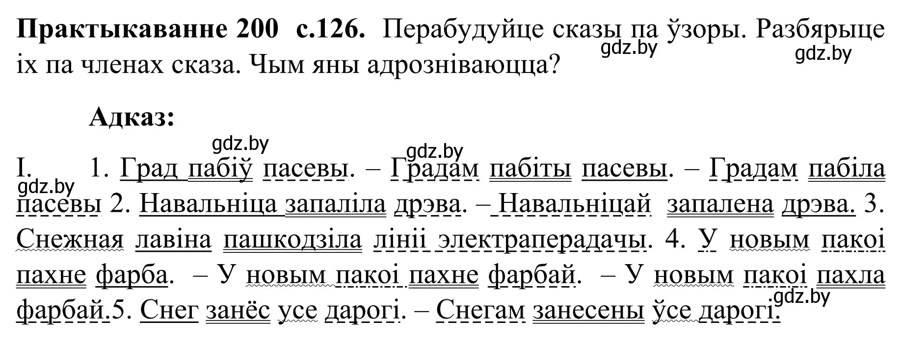 Решение номер 200 (страница 126) гдз по белорусскому языку 8 класс Бадевич, Саматыя, учебник