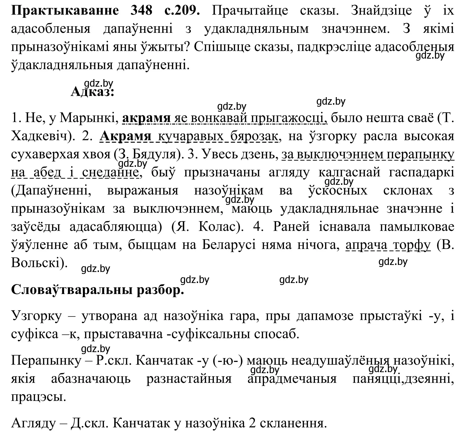 Решение номер 348 (страница 209) гдз по белорусскому языку 8 класс Бадевич, Саматыя, учебник