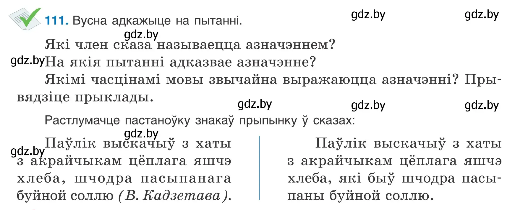 Условие номер 111 (страница 80) гдз по белорусскому языку 9 класс Валочка, Васюкович, учебник