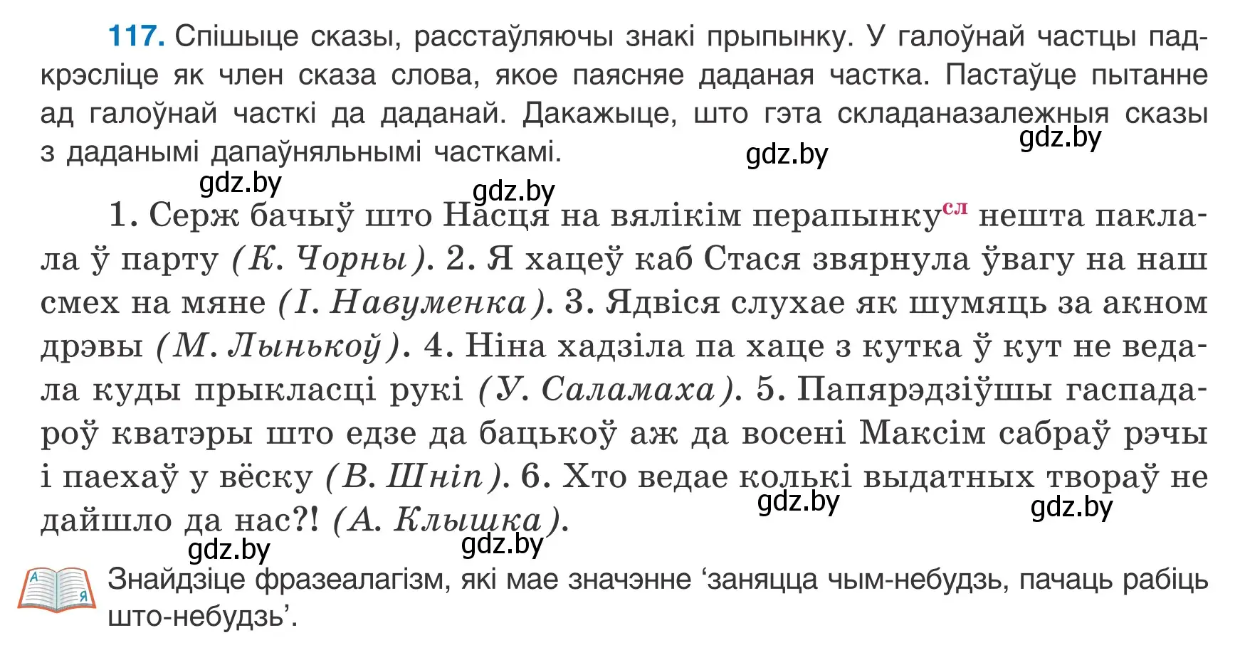 Условие номер 117 (страница 83) гдз по белорусскому языку 9 класс Валочка, Васюкович, учебник