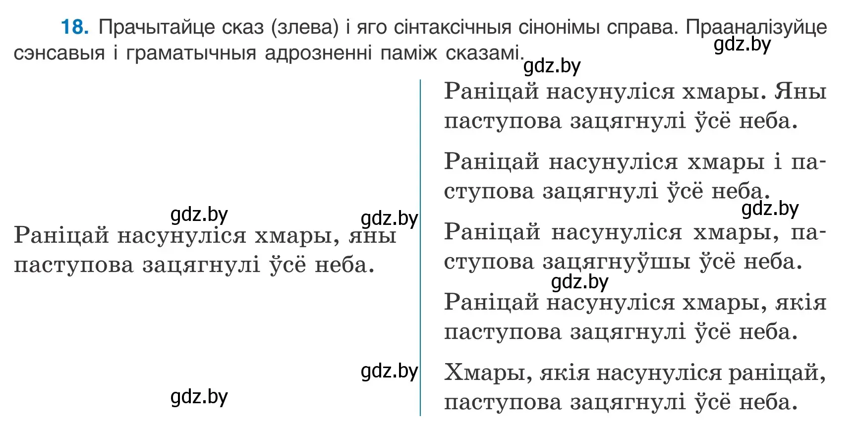 Условие номер 18 (страница 14) гдз по белорусскому языку 9 класс Валочка, Васюкович, учебник