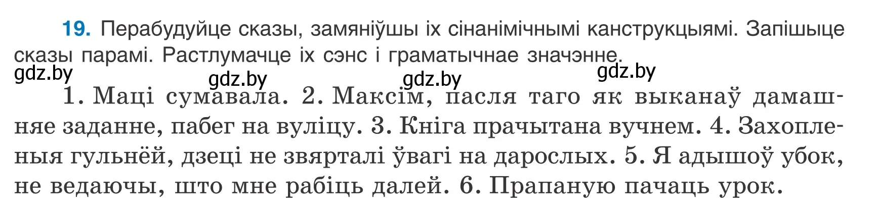 Условие номер 19 (страница 14) гдз по белорусскому языку 9 класс Валочка, Васюкович, учебник