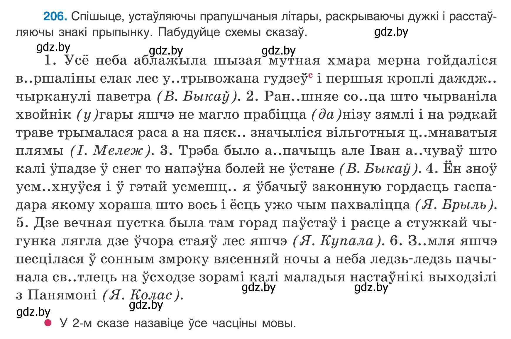 Условие номер 206 (страница 146) гдз по белорусскому языку 9 класс Валочка, Васюкович, учебник