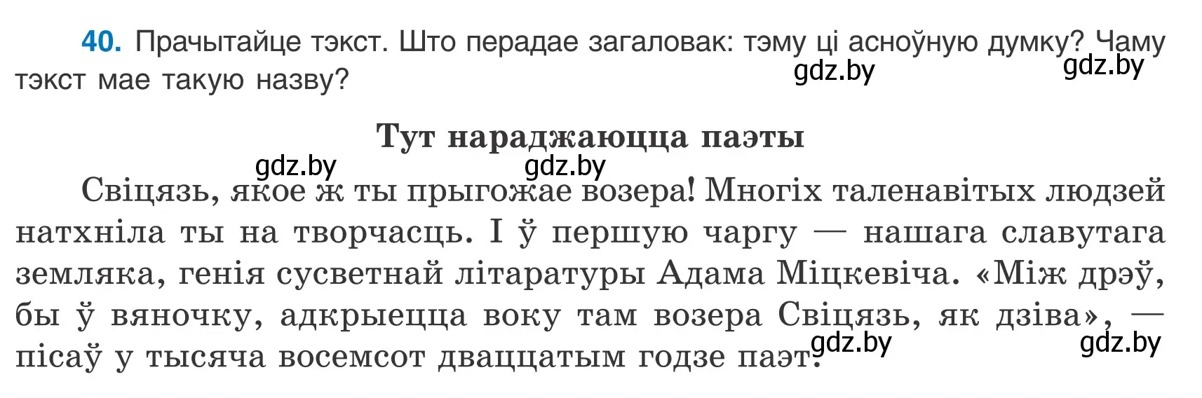 Условие номер 40 (страница 26) гдз по белорусскому языку 9 класс Валочка, Васюкович, учебник