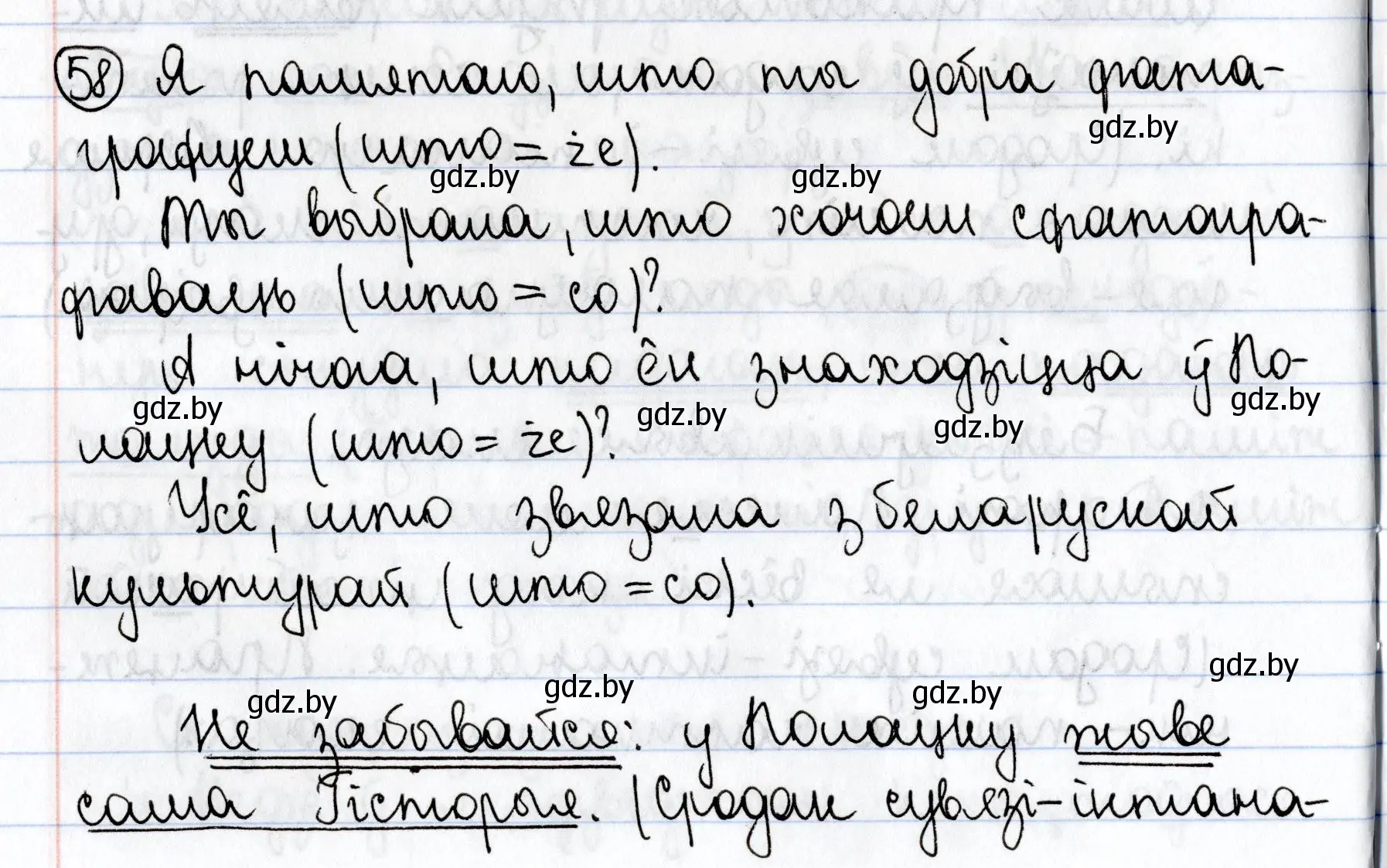 Решение номер 58 (страница 44) гдз по белорусскому языку 9 класс Валочка, Васюкович, учебник