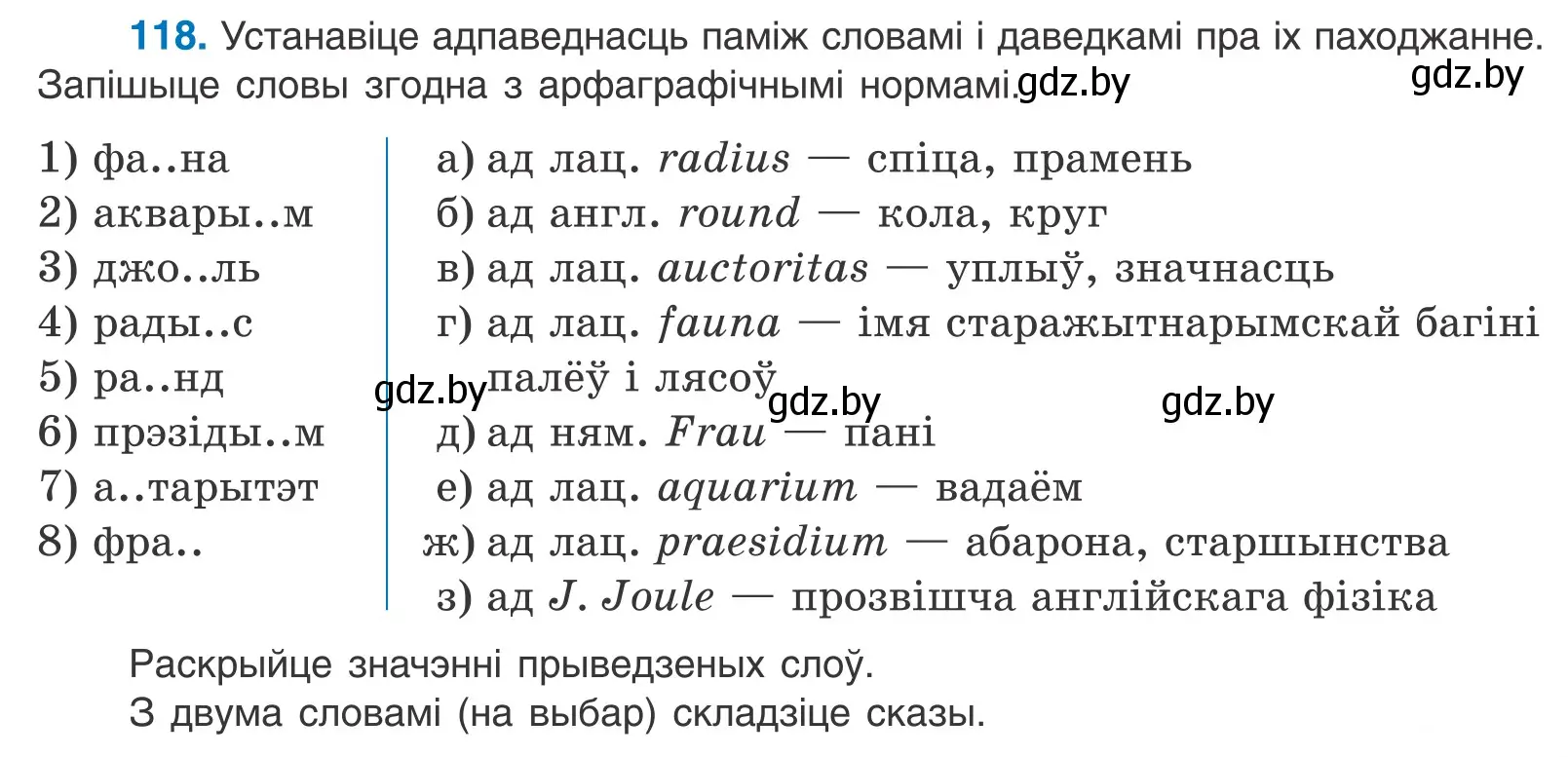 Условие номер 118 (страница 69) гдз по белорусскому языку 10 класс Валочка, Васюкович, учебник