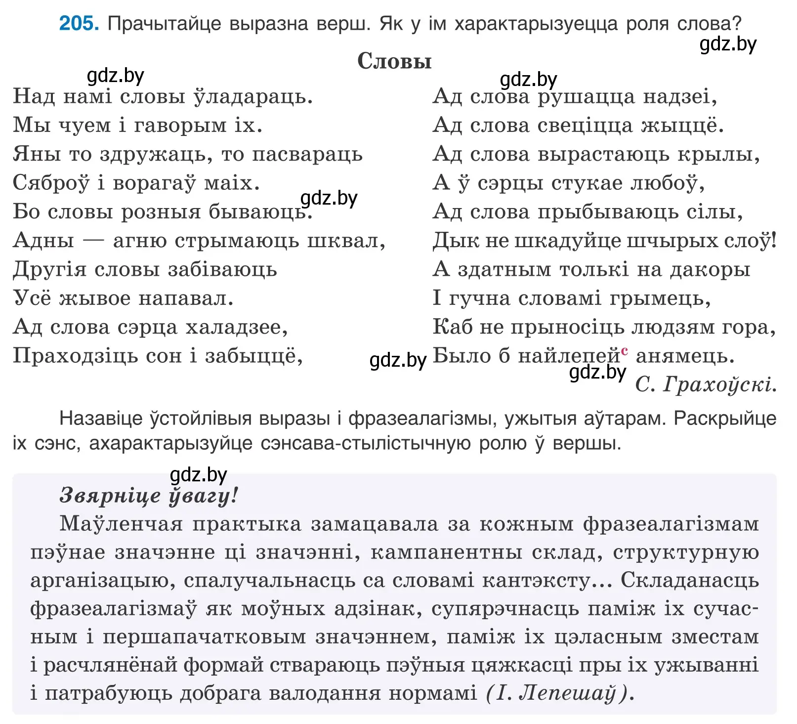 Условие номер 205 (страница 118) гдз по белорусскому языку 10 класс Валочка, Васюкович, учебник