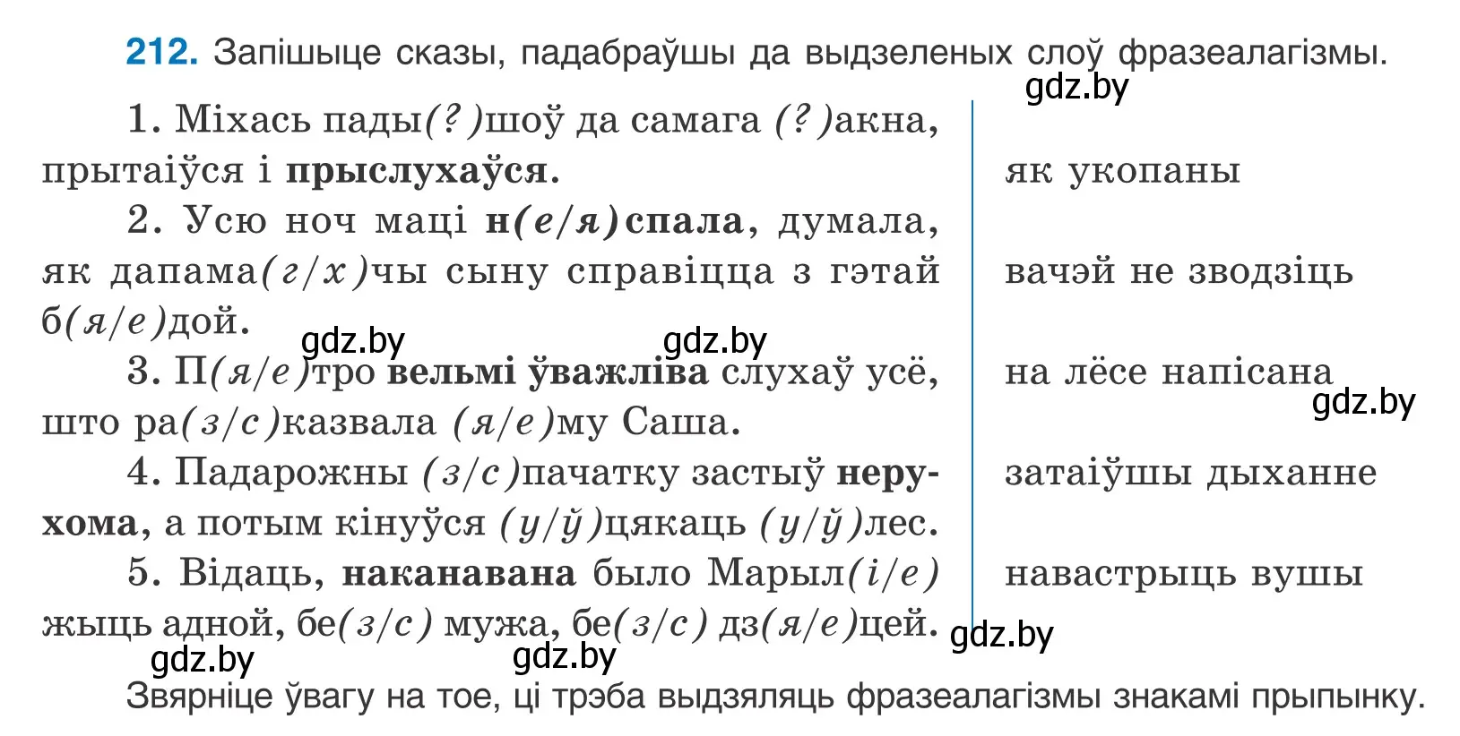 Условие номер 212 (страница 121) гдз по белорусскому языку 10 класс Валочка, Васюкович, учебник