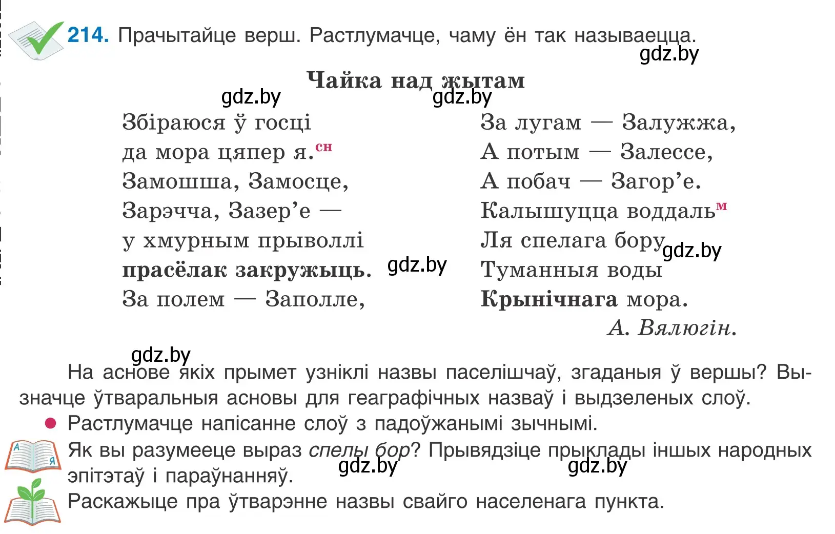 Условие номер 214 (страница 126) гдз по белорусскому языку 10 класс Валочка, Васюкович, учебник