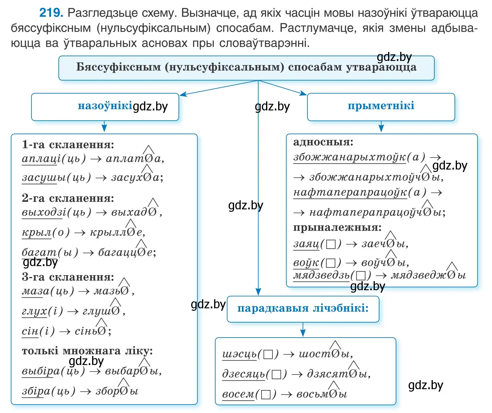 Условие номер 219 (страница 131) гдз по белорусскому языку 10 класс Валочка, Васюкович, учебник