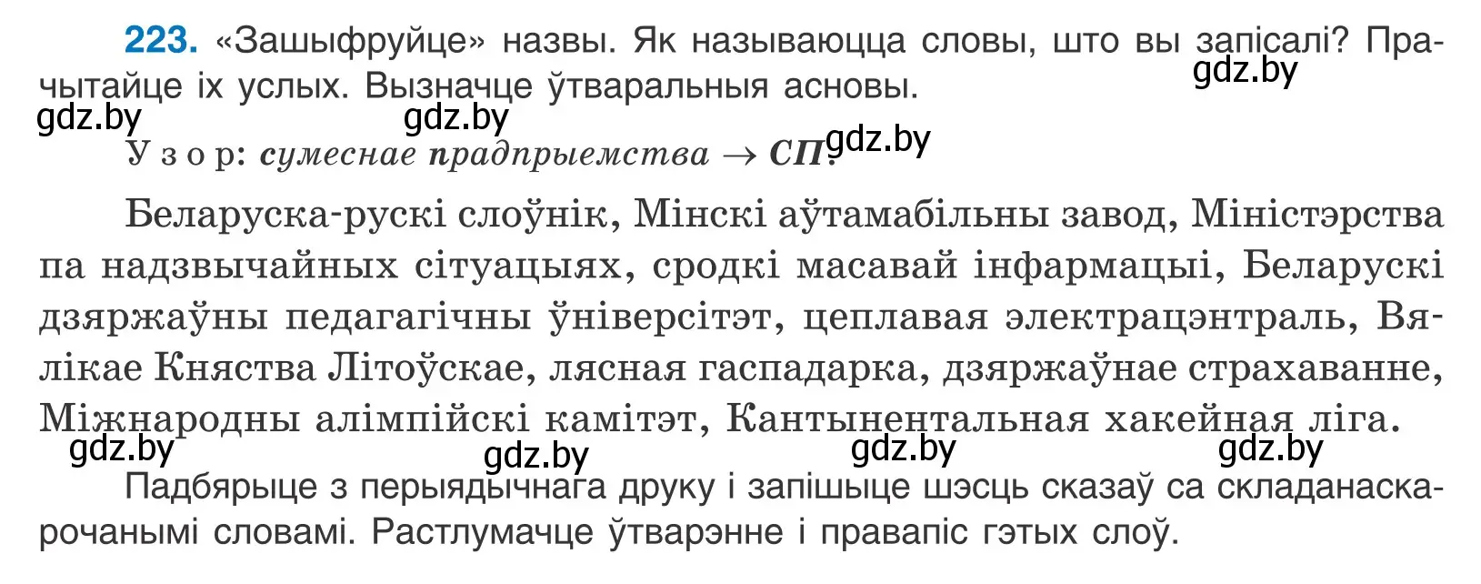 Условие номер 223 (страница 134) гдз по белорусскому языку 10 класс Валочка, Васюкович, учебник