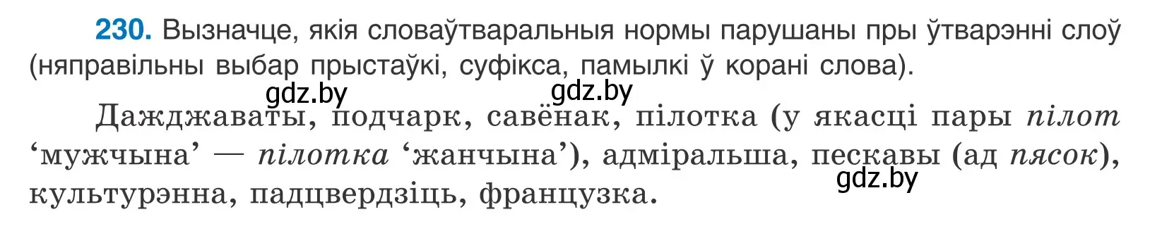 Условие номер 230 (страница 138) гдз по белорусскому языку 10 класс Валочка, Васюкович, учебник