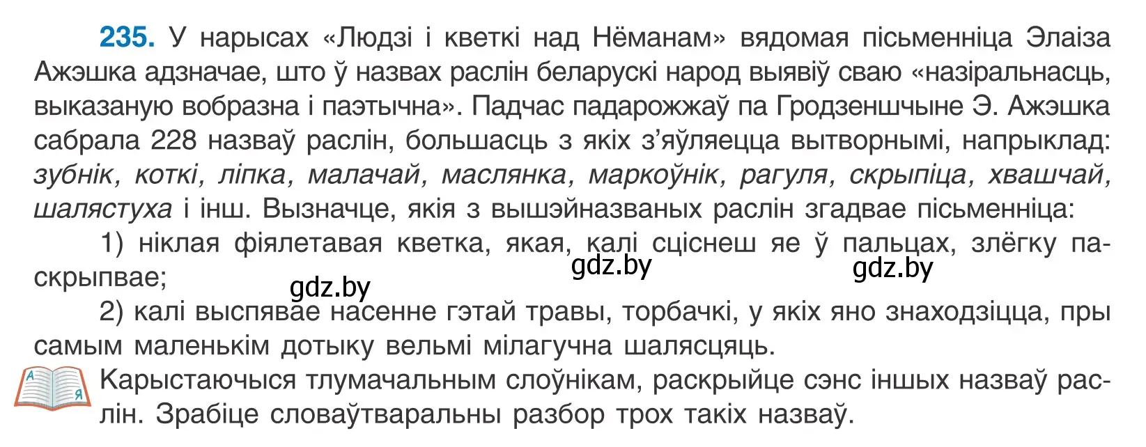 Условие номер 235 (страница 140) гдз по белорусскому языку 10 класс Валочка, Васюкович, учебник