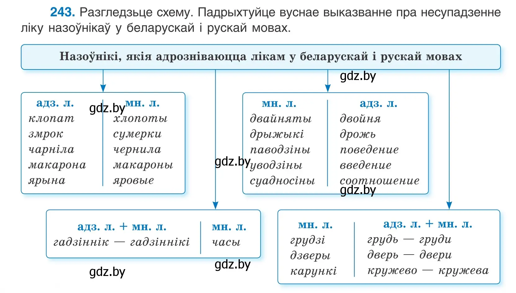 Условие номер 243 (страница 148) гдз по белорусскому языку 10 класс Валочка, Васюкович, учебник