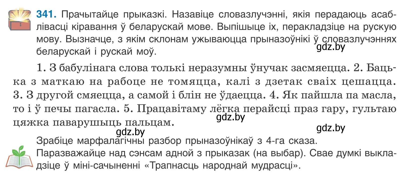 Условие номер 341 (страница 209) гдз по белорусскому языку 10 класс Валочка, Васюкович, учебник