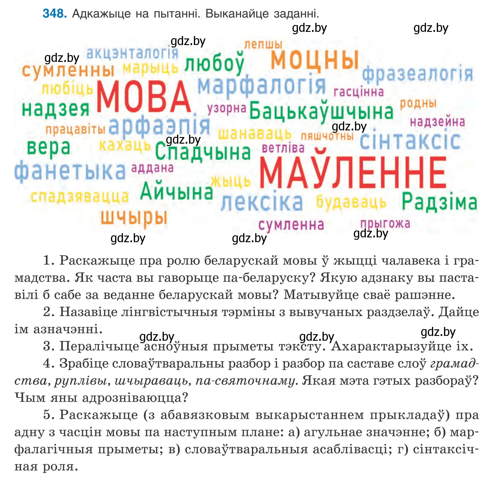 Условие номер 348 (страница 216) гдз по белорусскому языку 10 класс Валочка, Васюкович, учебник