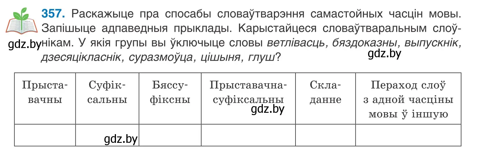 Условие номер 357 (страница 219) гдз по белорусскому языку 10 класс Валочка, Васюкович, учебник