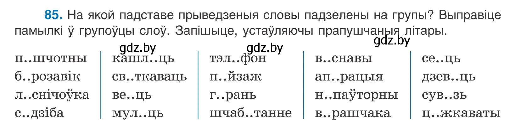 Условие номер 85 (страница 54) гдз по белорусскому языку 10 класс Валочка, Васюкович, учебник