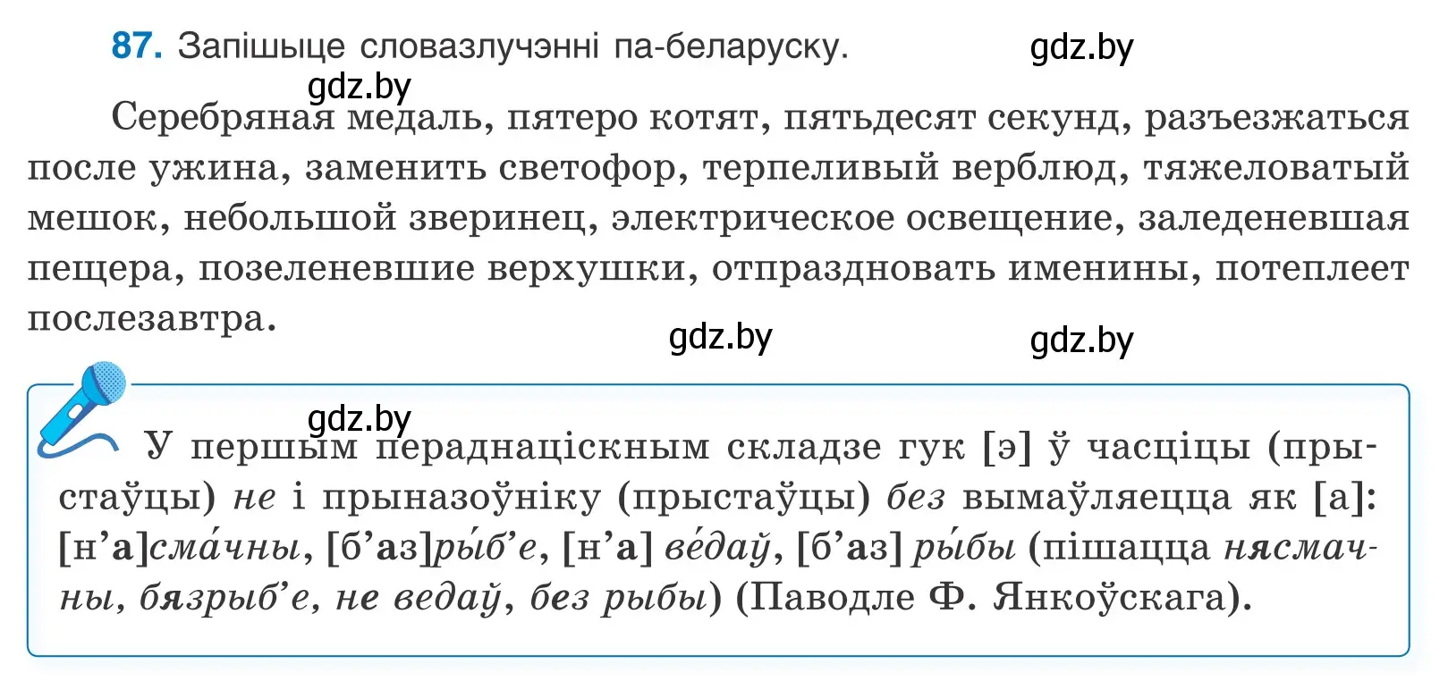 Условие номер 87 (страница 55) гдз по белорусскому языку 10 класс Валочка, Васюкович, учебник