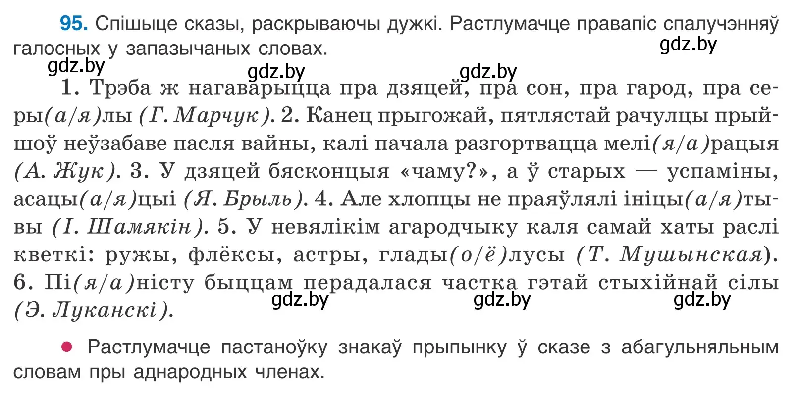 Условие номер 95 (страница 58) гдз по белорусскому языку 10 класс Валочка, Васюкович, учебник