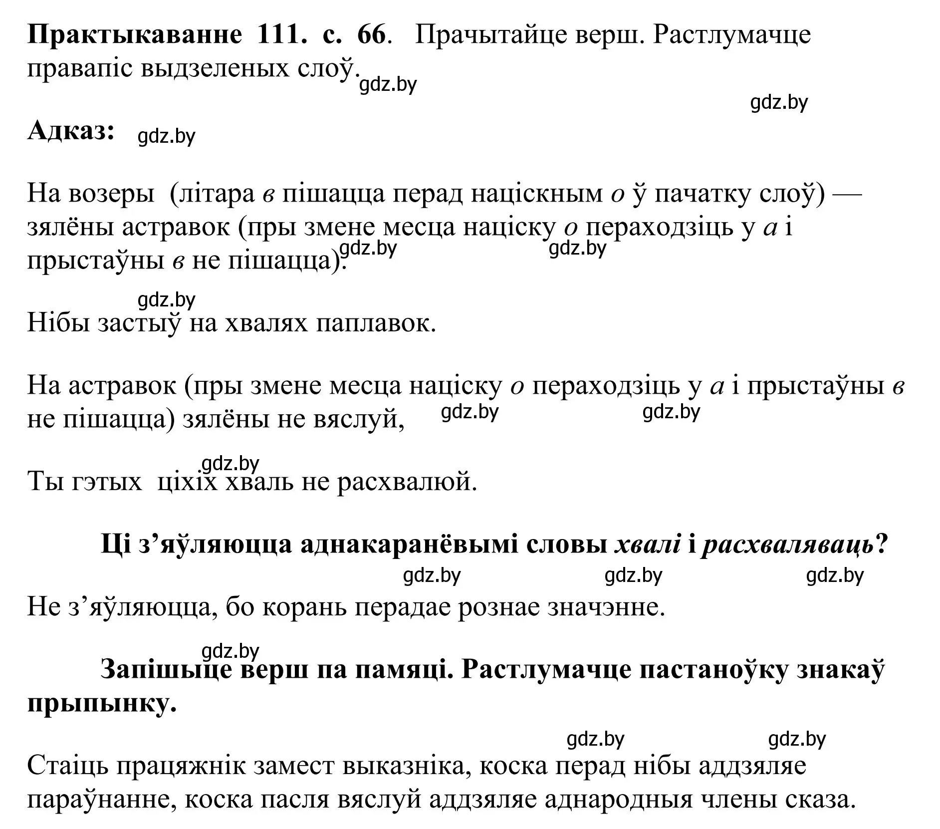 Решение номер 111 (страница 66) гдз по белорусскому языку 10 класс Валочка, Васюкович, учебник