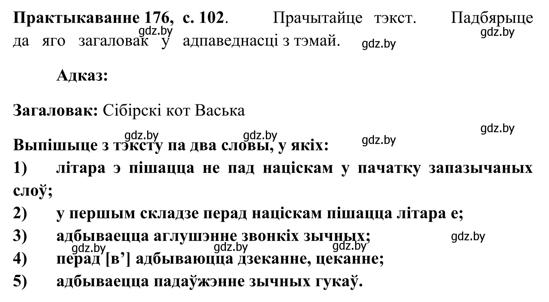 Решение номер 176 (страница 102) гдз по белорусскому языку 10 класс Валочка, Васюкович, учебник