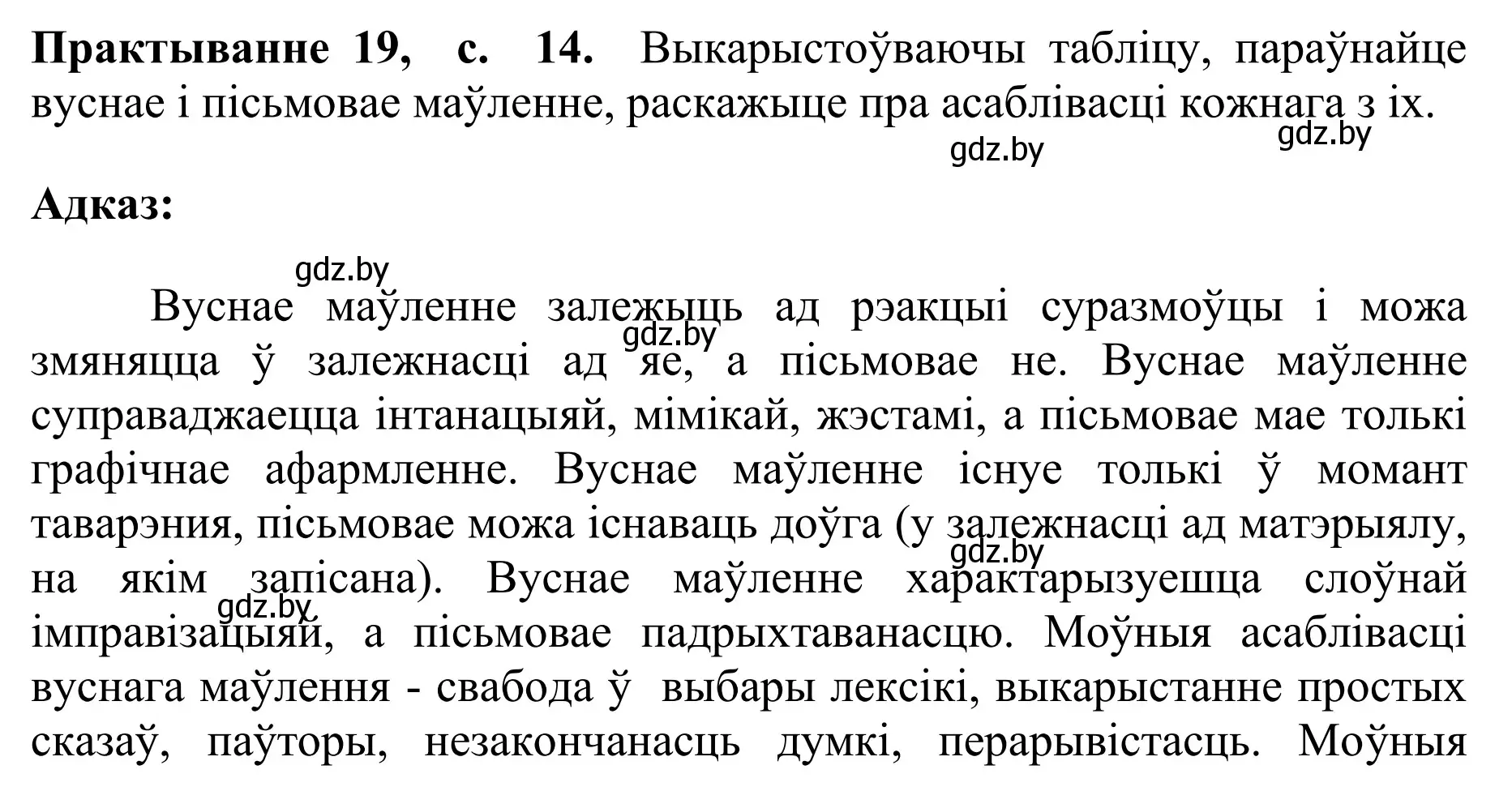 Решение номер 19 (страница 14) гдз по белорусскому языку 10 класс Валочка, Васюкович, учебник