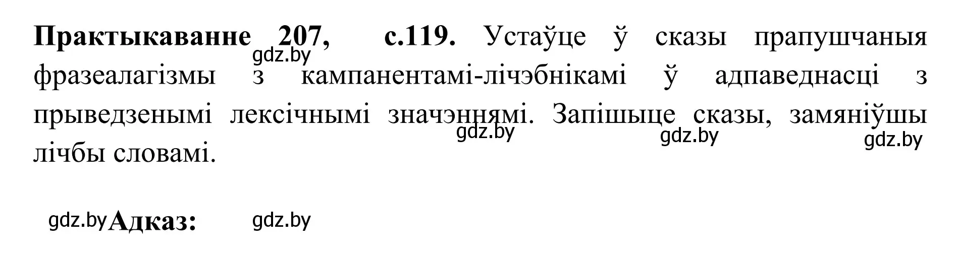 Решение номер 207 (страница 119) гдз по белорусскому языку 10 класс Валочка, Васюкович, учебник