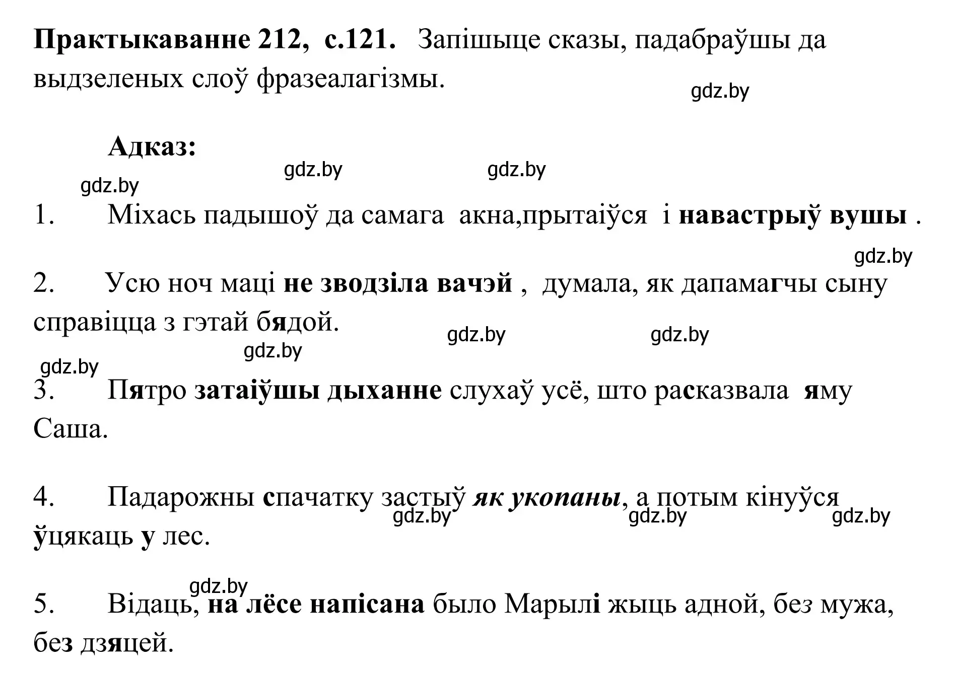 Решение номер 212 (страница 121) гдз по белорусскому языку 10 класс Валочка, Васюкович, учебник